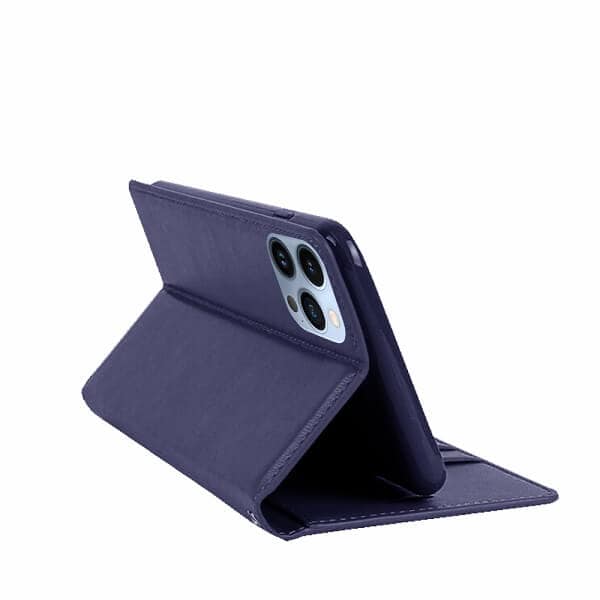 Apple iPhone 13 Pro Hanman Leather Wallet Case Flip Card Holder Slots Magnetic Shockproof Cover (Navy Blue)