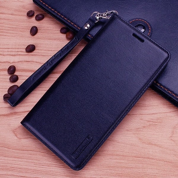 Apple iPhone 13 Pro Hanman Leather Wallet Case Flip Card Holder Slots Magnetic Shockproof Cover (Navy Blue)