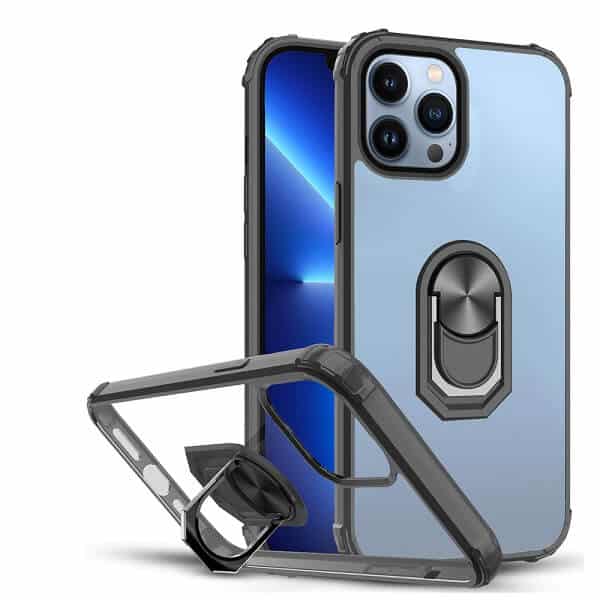 Apple iPhone 13 Pro Max Magnetic Ring Rugged Shockproof Case Heavy Duty Protective Back Cover (Clear)