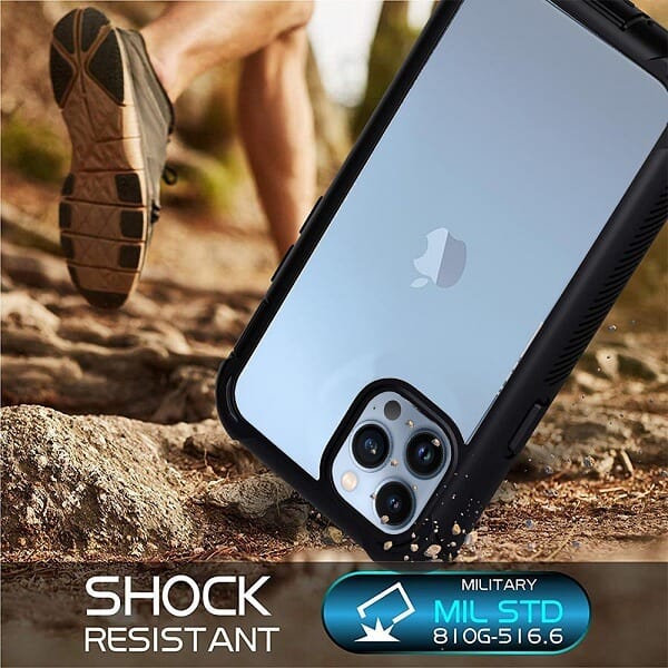 Apple iPhone 13 Pro Max Military Grade Full Body Shockproof Clear Heavy Duty Case Bumper Drop Protection Tough Cover (Black)