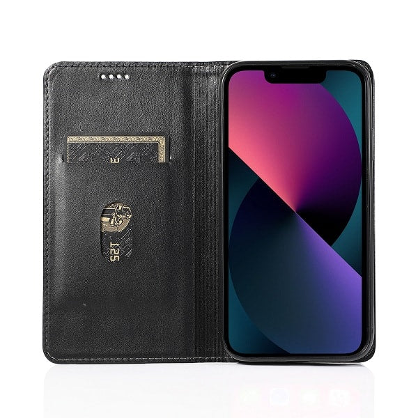 Apple iPhone 13 Wallet Case Flip Leather Card Slots Magnetic Stand Cover (Black)
