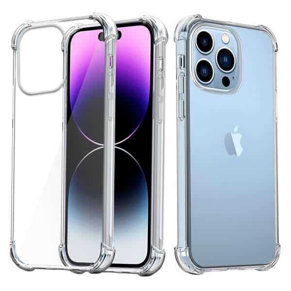 Apple iPhone 14 Pro Max Clear Case Shockproof Tough Gel Transparent Air Cushion Heavy Duty Phone Back Cover (Crystal Clear)
