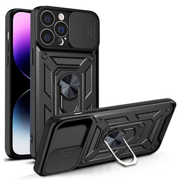 Apple iPhone 14 Pro Max Magnetic Ring Rugged Shockproof Case Heavy Duty Protective Back Cover (Black)