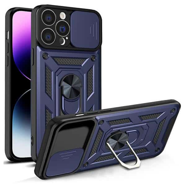 Apple iPhone 14 Pro Max Magnetic Ring Rugged Shockproof Case Heavy Duty Protective Back Cover (Navy Blue)