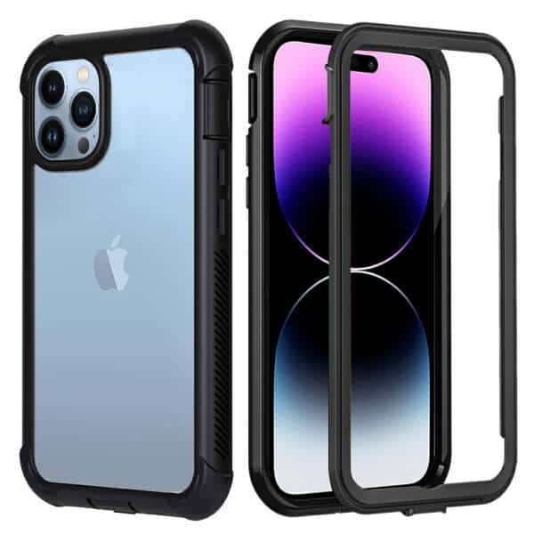 Apple iPhone 14 Pro Max Military Grade Full Body Shockproof Clear Heavy Duty Case Bumper Drop Protection Tough Cover (Black)