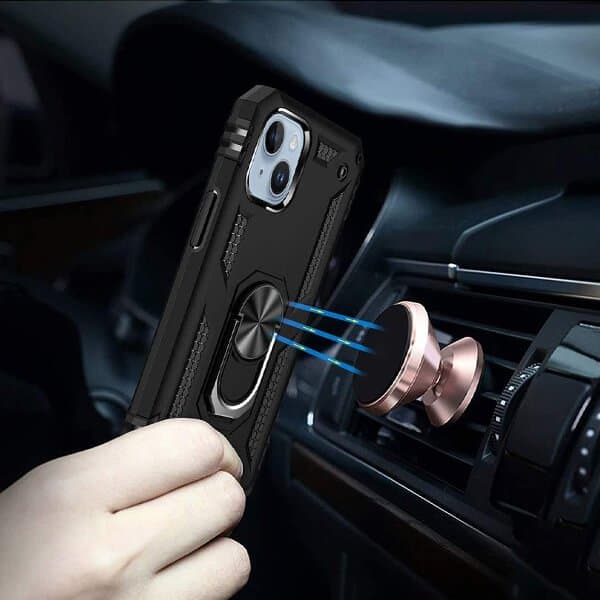 Apple iPhone 15 Magnetic Ring Rugged Shockproof Case Heavy Duty Protective Back Cover