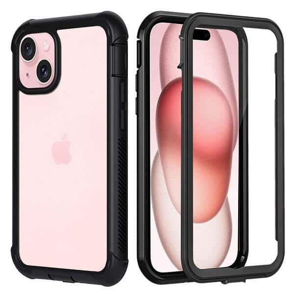 For Apple iPhone 15 /15 Pro / 15 Pro Max / 15 Plus Military Grade Shockproof Clear Heavy Duty Case Bumper Drop Protection Tough Cover (Black)
