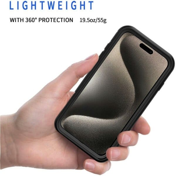 Apple iPhone 15 Pro Max Military Grade Shockproof Clear Heavy Duty Case Bumper Drop Protection Tough Cover (Black)