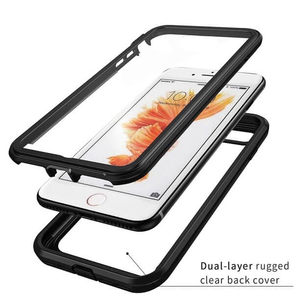 Apple iPhone 6 Plus 6S Plus Military Grade Full Body Shockproof Clear Heavy Duty Case Bumper Drop Protection Tough Cover (Black)