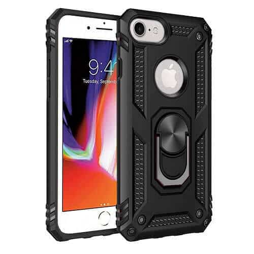 Apple iPhone 6 Plus 6S Plus Shockproof Magnetic Car Mount Ring Case Cover (Black)