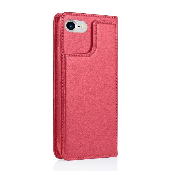 Apple iPhone 8 Wallet Case Flip Leather Card Slots Magnetic Stand Cover (Hot Pink)