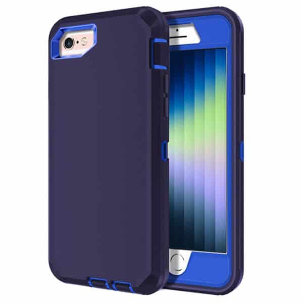 Apple iPhone SE 2022 Case Drop Resistant Defender Tradies Heavy Duty Rugged Shockproof Tough Cover (Navy BlueBlue)
