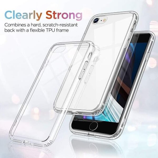 Apple iPhone SE 2022 Clear Case Slim With 4 Corners [Shock Absorption] Hard Back Soft Bumper Cover