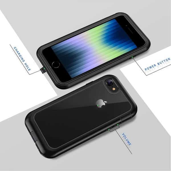 Apple iPhone SE 2022 Military Grade Full Body Shockproof Clear Heavy Duty Case Bumper Drop Protection Tough Cover (Black)