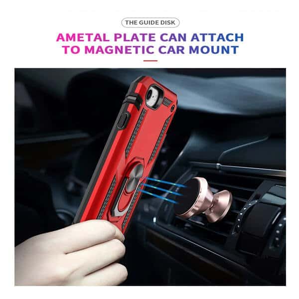 Apple iPhone SE 2022 Shockproof Magnetic Car Mount Ring Case Cover (Black)