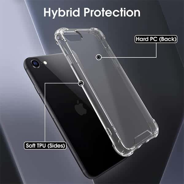 Apple iPhone SE 2nd Gen 2022 Clear Case Shockproof Heavy Duty Gel Air Cushion Cover