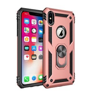 Apple iPhone X XS Anti Scratch Magnetic Car Mount Ring Case Cover (Rose Gold)