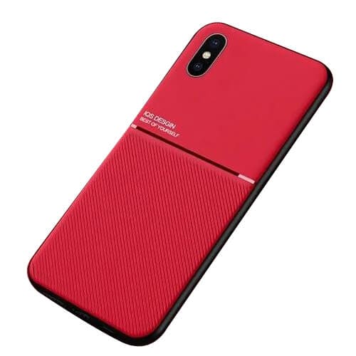 Apple iPhone X XS Business Style Luxury Shockproof Case Heavy Duty Rugged Anti Knock Cover (Red)