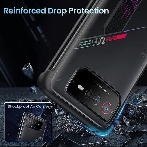 Asus ROG Phone 6 Case Heat Dissipation Silicone TPU Ultra Slim Thin Cover Scratch Resistant Shockproof Cover (Black)