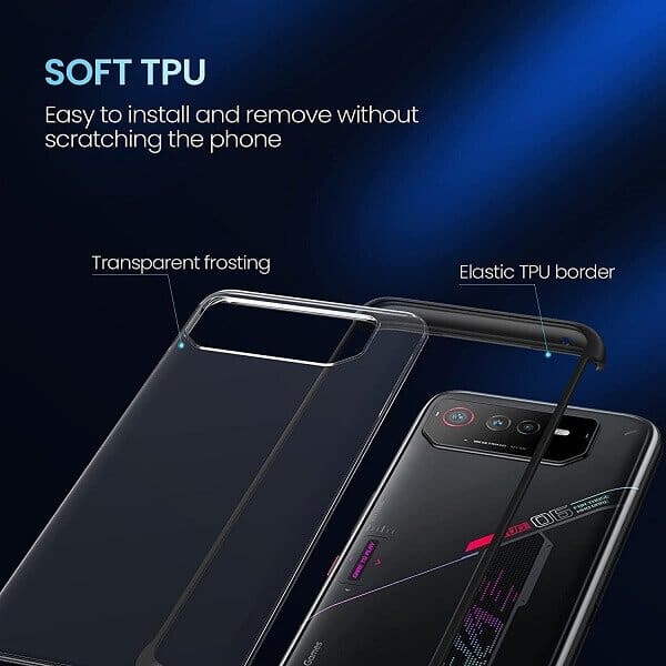 Asus ROG Phone 6 Case Heat Dissipation Silicone TPU Ultra Slim Thin Cover Scratch Resistant Shockproof Cover (Black)