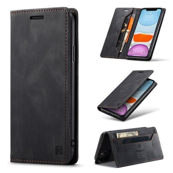 AutSpace For Apple iPhone 11 /11 Pro / 11 Pro Max Case RFID Blocking Retro Flip Premium Leather Card Holder Wallet Cover