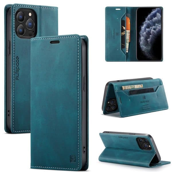 AutSpace For Apple iPhone 11 /11 Pro / 11 Pro Max Case RFID Blocking Retro Flip Premium Leather Card Holder Wallet Cover