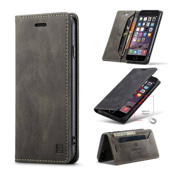 For AutSpace For Apple iPhone 6/6S/6 Plus / 6S Plus Case RFID Blocking Retro Flip Premium Leather Card Holder Wallet Cover