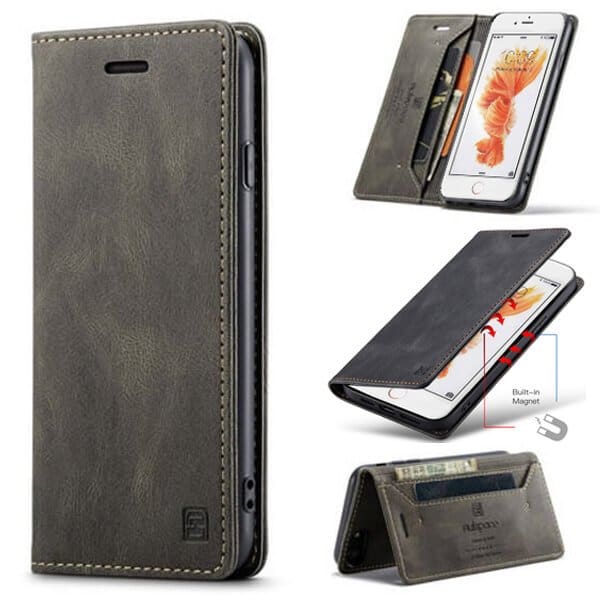 AutSpace For Apple iPhone 6 Plus 6S plus Case RFID Blocking Retro Flip Premium Leather Card Holder Wallet Cover