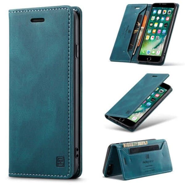 AutSpace For Apple iPhone SE /7/8 Plus Case RFID Blocking Retro Flip Premium Leather Card Holder Wallet Cover