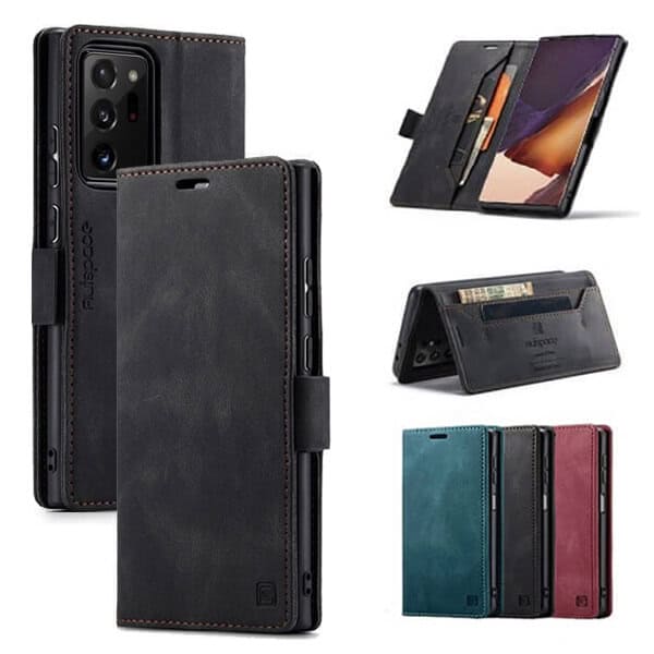 AutSpace For Samsung Galaxy Note 20 Ultra Case RFID Blocking Retro Flip Premium Leather Card Holder Wallet Cover