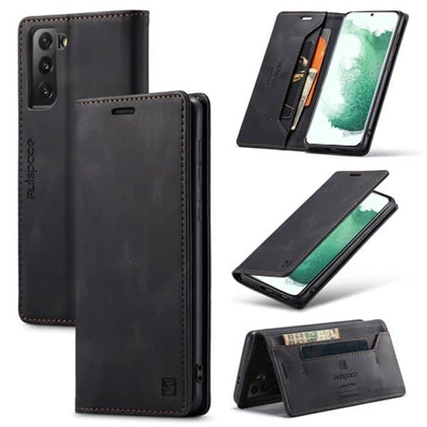 AutSpace For Samsung Galaxy S22 | S22+ /S22 Plus | S22 Ultra Case RFID Blocking Retro Flip Premium Leather Card Holder Wallet Cover