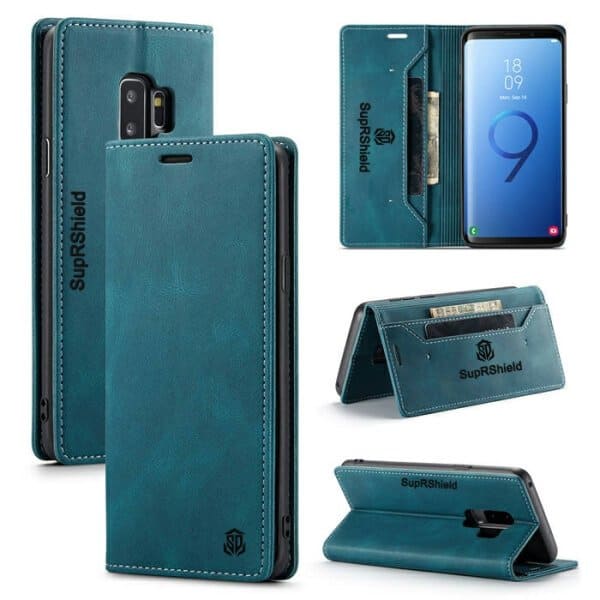 SupRShield For Samsung Galaxy S9+ /S9 Plus | Galaxy S9 Case RFID Blocking Retro Flip Premium Leather Card Holder Wallet Cover