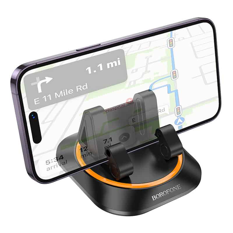 BOROFONE BH116 360 Degree Rotating Stable & Not Falling Car Mobile Phone /Tablet /iPad Holder For Dashboard (Black)