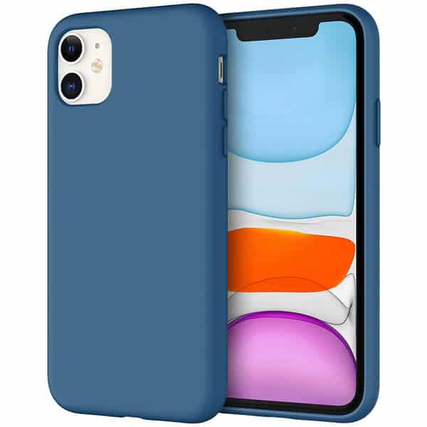 Back Case For Apple iPhone 11 Silicone Silky Soft Touch Full Protective Anti Scratch Cover with Microfiber Lining Back Case (Blue)