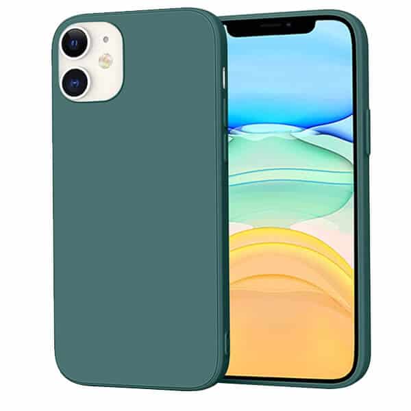 Back Case For Apple iPhone 11 Silicone Silky Soft Touch Full Protective Anti Scratch Cover with Microfiber Lining Back Case (Dark Green)