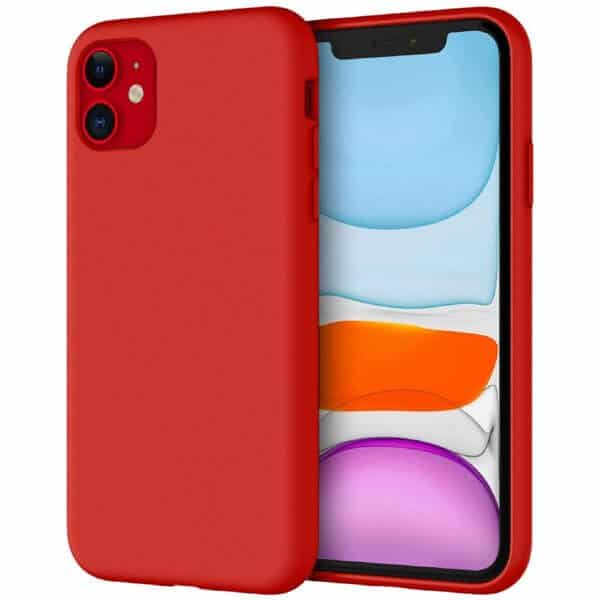 Back Case For Apple iPhone 11 Silicone Silky Soft Touch Full Protective Anti Scratch Cover with Microfiber Lining Back Case (Red)