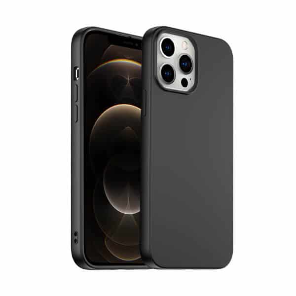 Back Case For Apple iPhone 12 12 Pro Silicone Silky Soft Touch Full Protective Anti Scratch Cover with Microfiber Lining Back Case (Black)