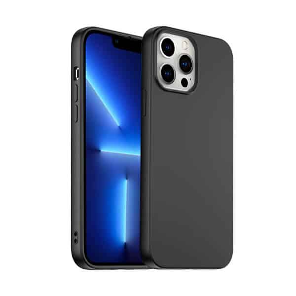 Back Case For Apple iPhone 13 Pro Max Silicone Silky Soft Touch Full Protective Anti Scratch Cover with Microfiber Lining Back Case (Black)