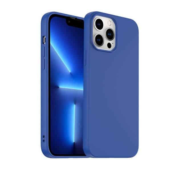 Back Case For Apple iPhone 13 Pro Max Silicone Silky Soft Touch Full Protective Anti Scratch Cover with Microfiber Lining Back Case (Blue)