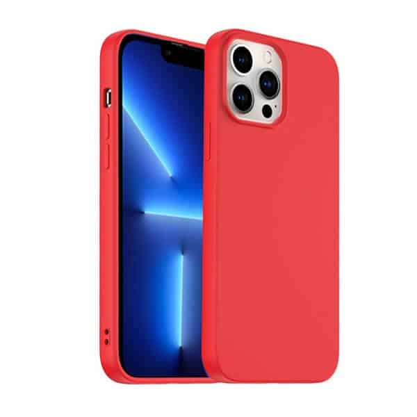 Back Case For Apple iPhone 13 Pro Max Silicone Silky Soft Touch Full Protective Anti Scratch Cover with Microfiber Lining Back Case (Red)