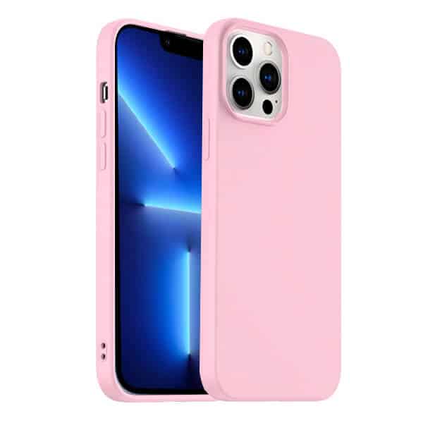 Back Case For Apple iPhone 13 Pro Max Silicone Silky Soft Touch Full Protective Anti Scratch Cover with Microfiber Lining Back Case (Sand Pink)