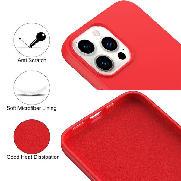 Back Case For Apple iPhone 15 Pro Silicone Silky Soft Touch Full Protective Anti Scratch Cover with Microfiber Lining Back Case
