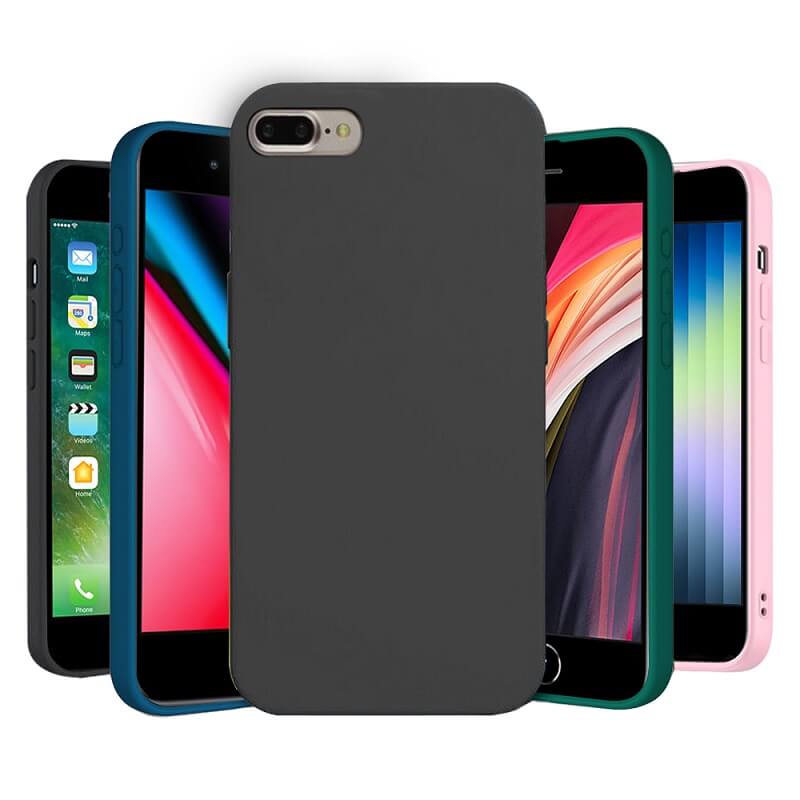 Back Case For Apple iPhone SE 78 Plus Silicone Silky Soft Touch Full Protective Anti Scratch Cover with Microfiber Lining Back Case