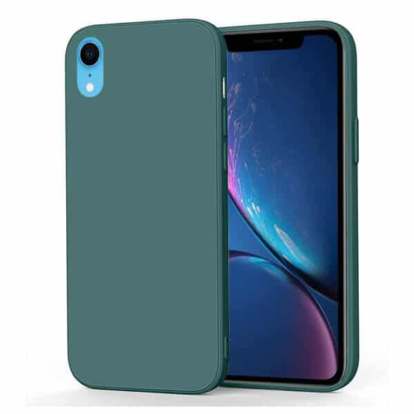 Back Case For Apple iPhone XR Silicone Silky Soft Touch Full Protective Anti Scratch Cover with Microfiber Lining Back Case (Dark Green)