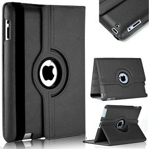 Apple iPad Mini 1 2 3 Rotate 360 Degree Smart Leather Case Cover (Black)