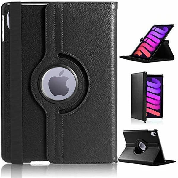 Black iPad Mini 6th Gen Rotating Case Cover