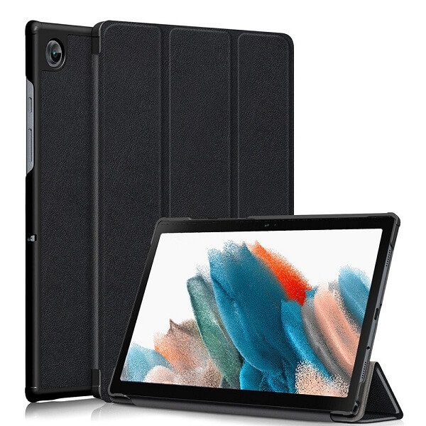 Black Samsung Galaxy Tab A8 10.5 2021 Smart Leather Case Folio Cover