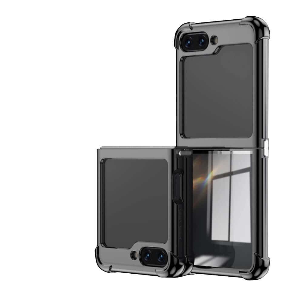 For Samsung Galaxy Z Flip 5 Case Electroplated Transparent Back Folding Shockproof Hard Gel Cover