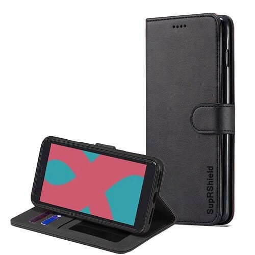 Optus X Start 2 Genuine SupRShield Wallet Leather Flip Stand Magnetic Case Cover (Black)