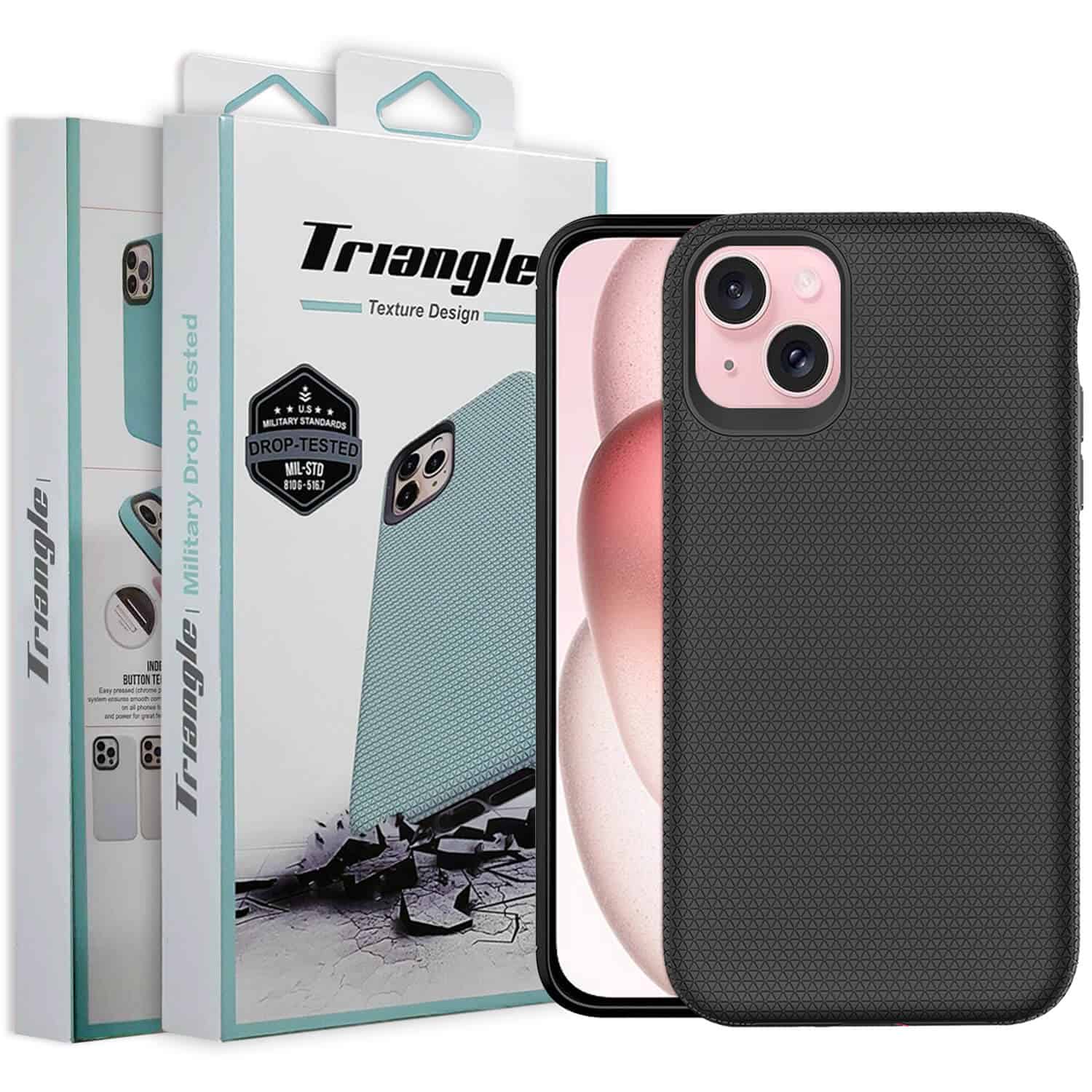 Black Triangle Shockproof Case for iPhone 15